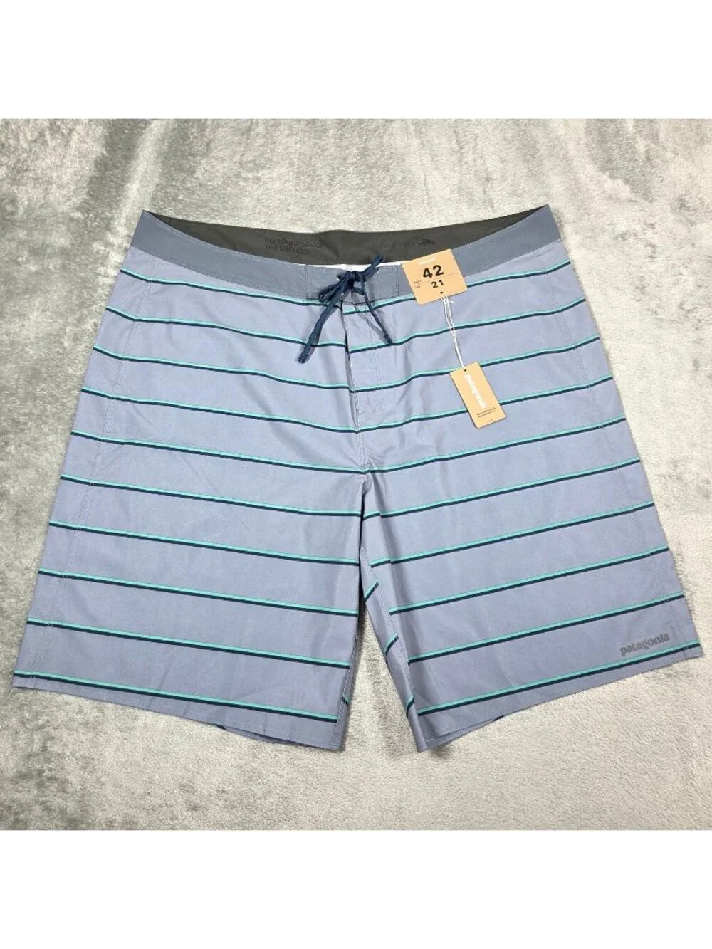 Patagonia Mens 42 Blue Gray Stripe Hydropeak Boardshorts 21
